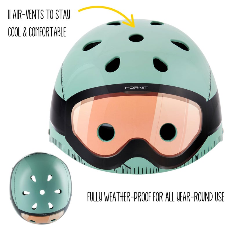 Hornit Mini Lids Kids Helmet. Fully-Adjustable Multi-Sport Hard Shell Helmet with Rear Safety Light, Small, Commander - Image 2